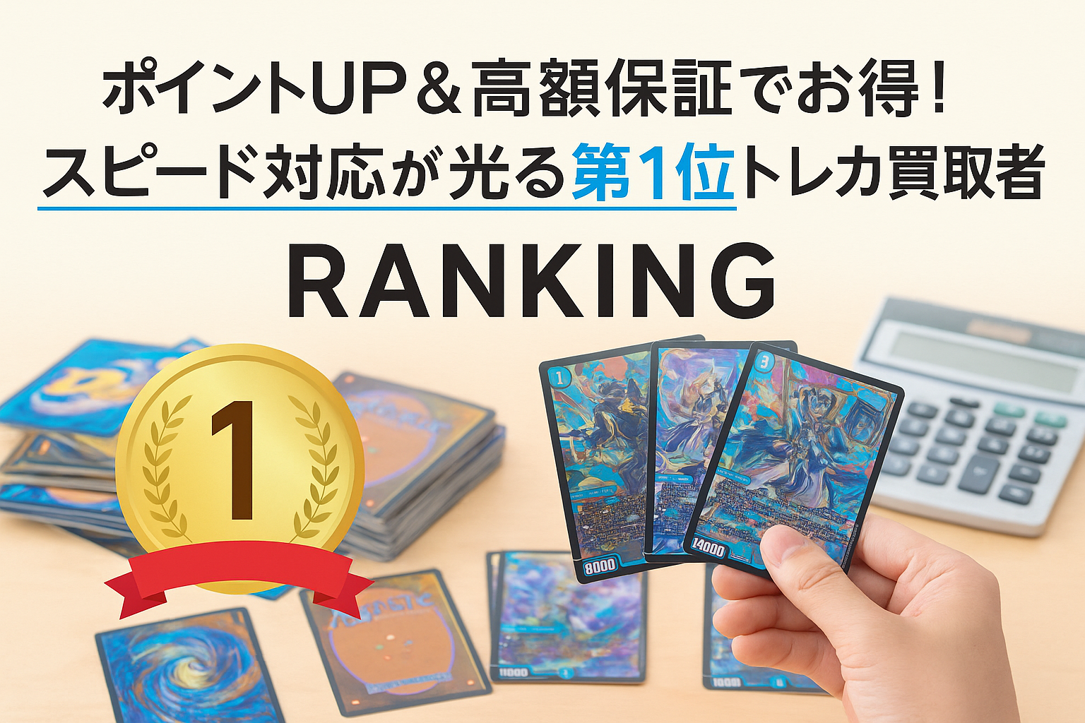 「ポイントUP＆高額保証でお得！スピード対応が光る第1位トレカ買取業者」